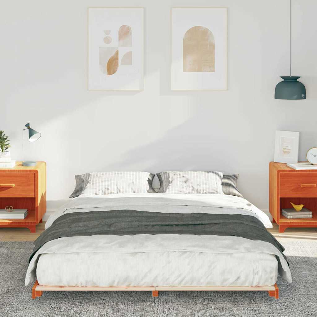 Struttura letto a terra Cera marrone 140 x 200 cm