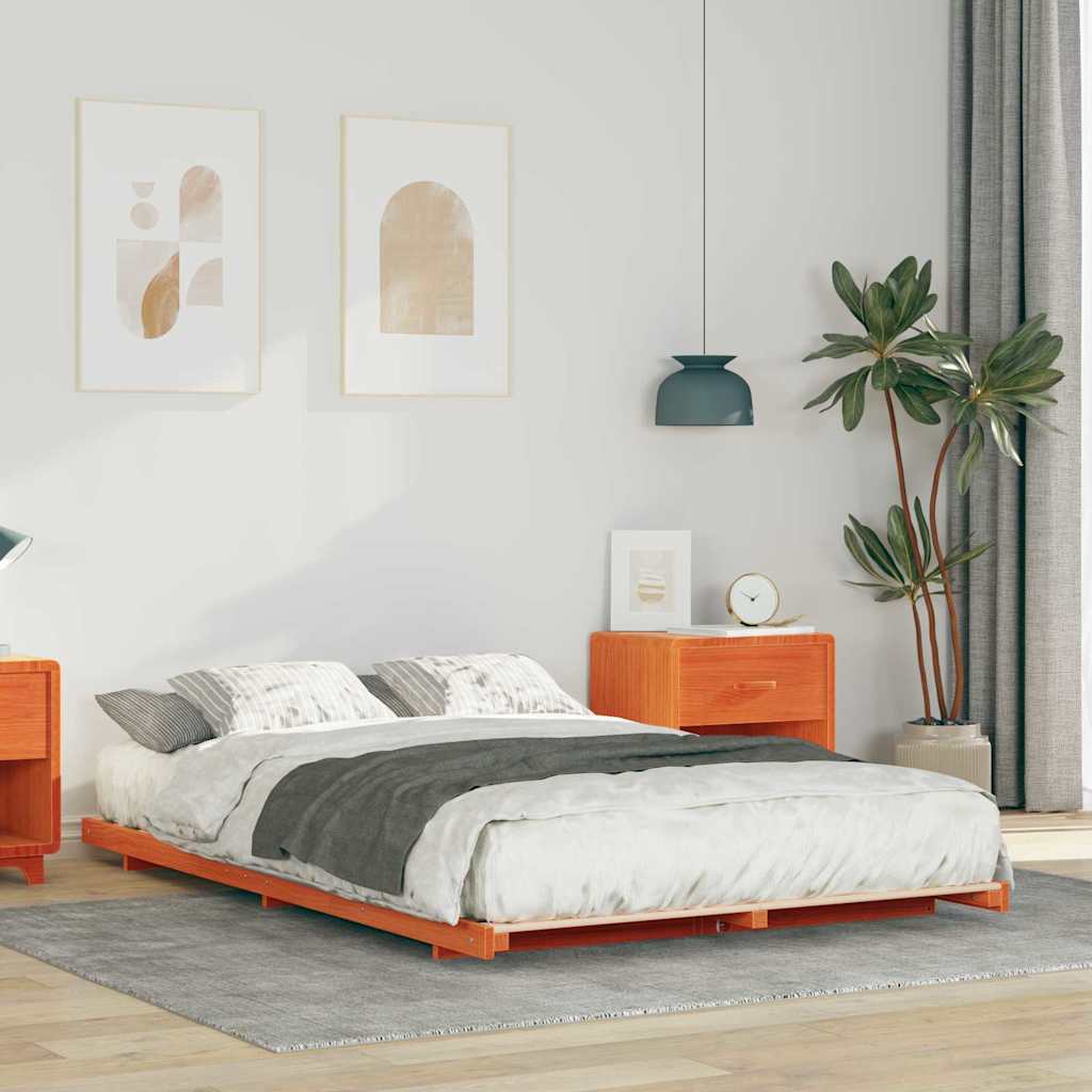 Struttura letto a terra Cera marrone 135 x 190 cm