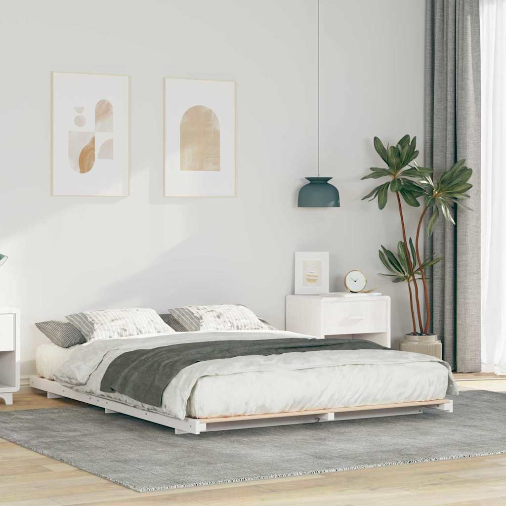 Struttura letto a terra Bianco 140 x 220 cm