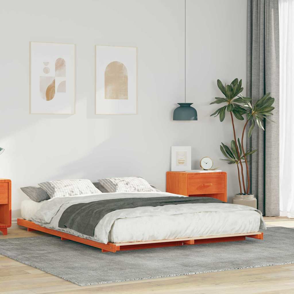 Struttura letto a terra Cera marrone 140 x 220 cm