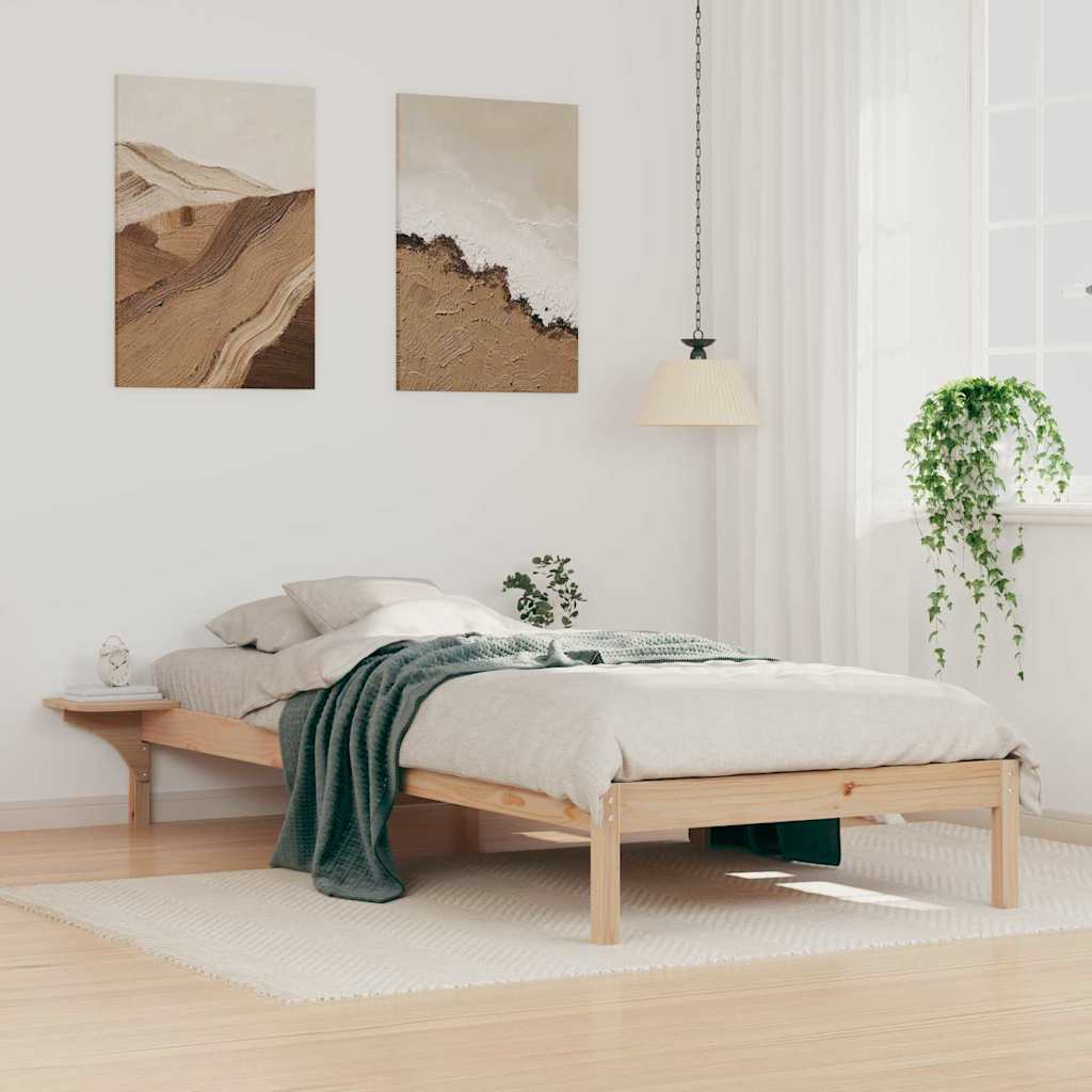 Letto con Tavolini Laterali Naturale 80 x 210 cm Pino massello