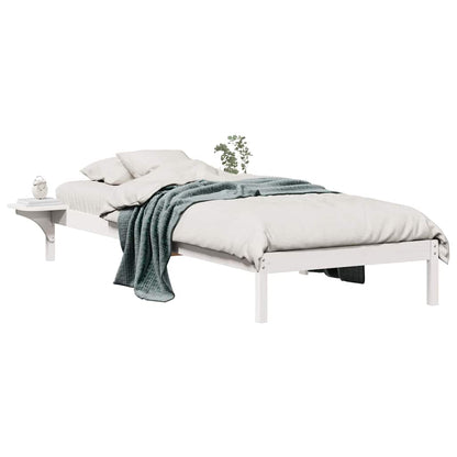 Letto con Tavolini Laterali Bianco 90 x 210 cm Pino massello