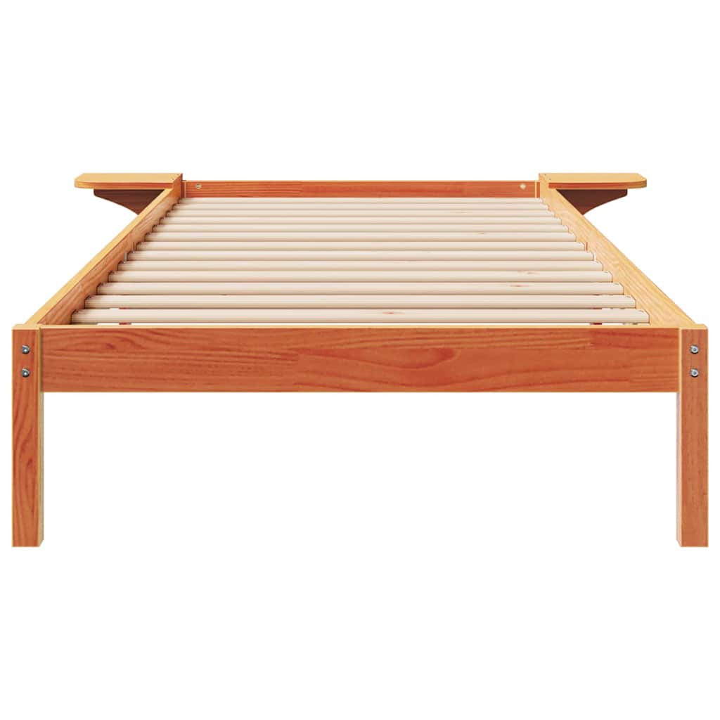 Letto con Tavolini Laterali Marrone cerato 90 x 210 cm