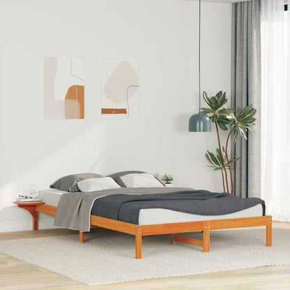 Letto con Tavolini Laterali Marrone cerato 140 x 210 cm