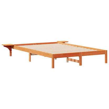 Letto con Tavolini Laterali Marrone cerato 140 x 210 cm