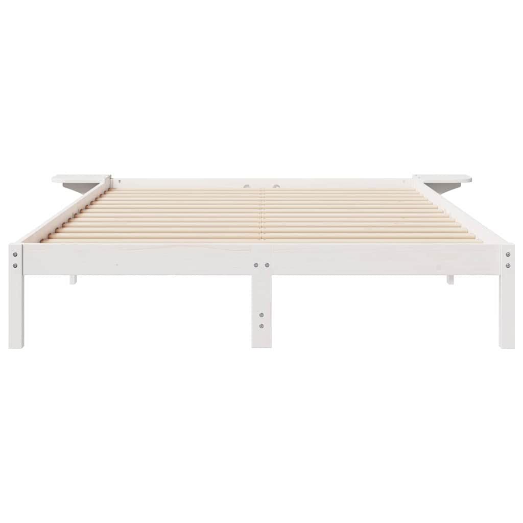 Letto con Tavolini Laterali Bianco 160 x 210 cm Pino massello