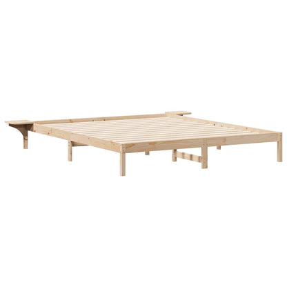 Letto con Tavolini Laterali Naturale 180 x 210 cm Pino massello