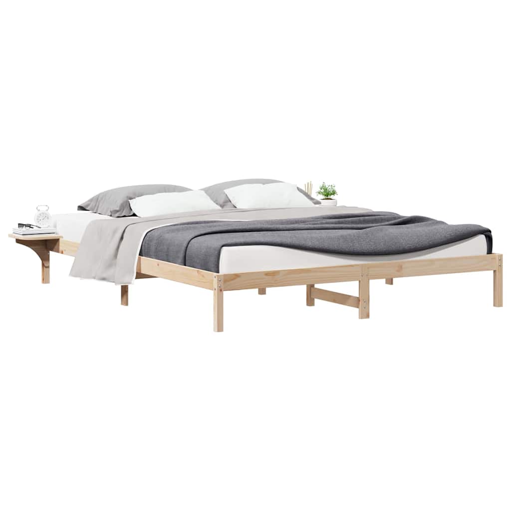 Letto con Tavolini Laterali Naturale 200 x 210 cm Pino massello