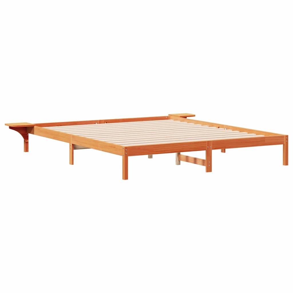 Letto con Tavolini Laterali Marrone cerato 200 x 210 cm