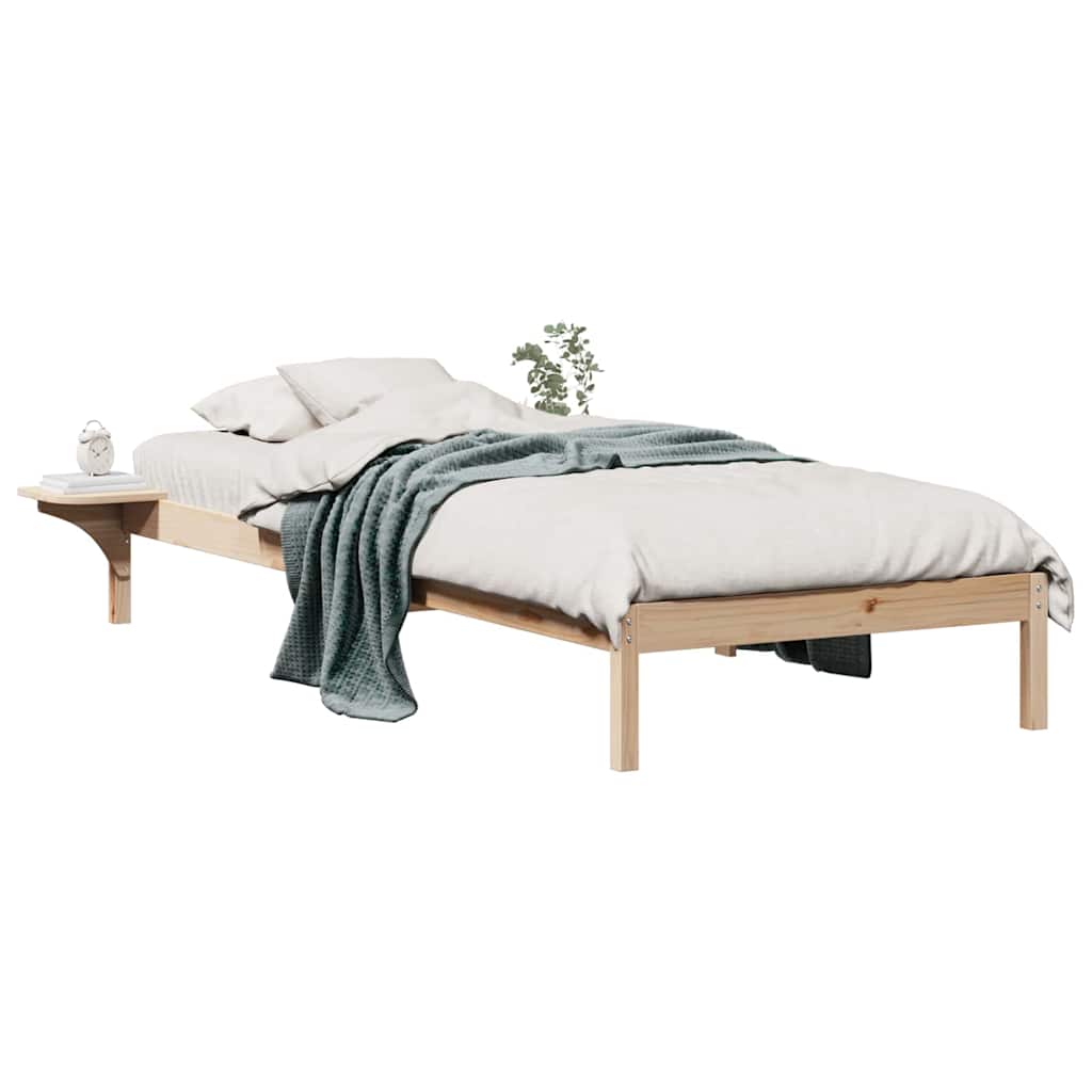 Letto con Tavolini Laterali Naturale 80 x 220 cm Pino massello