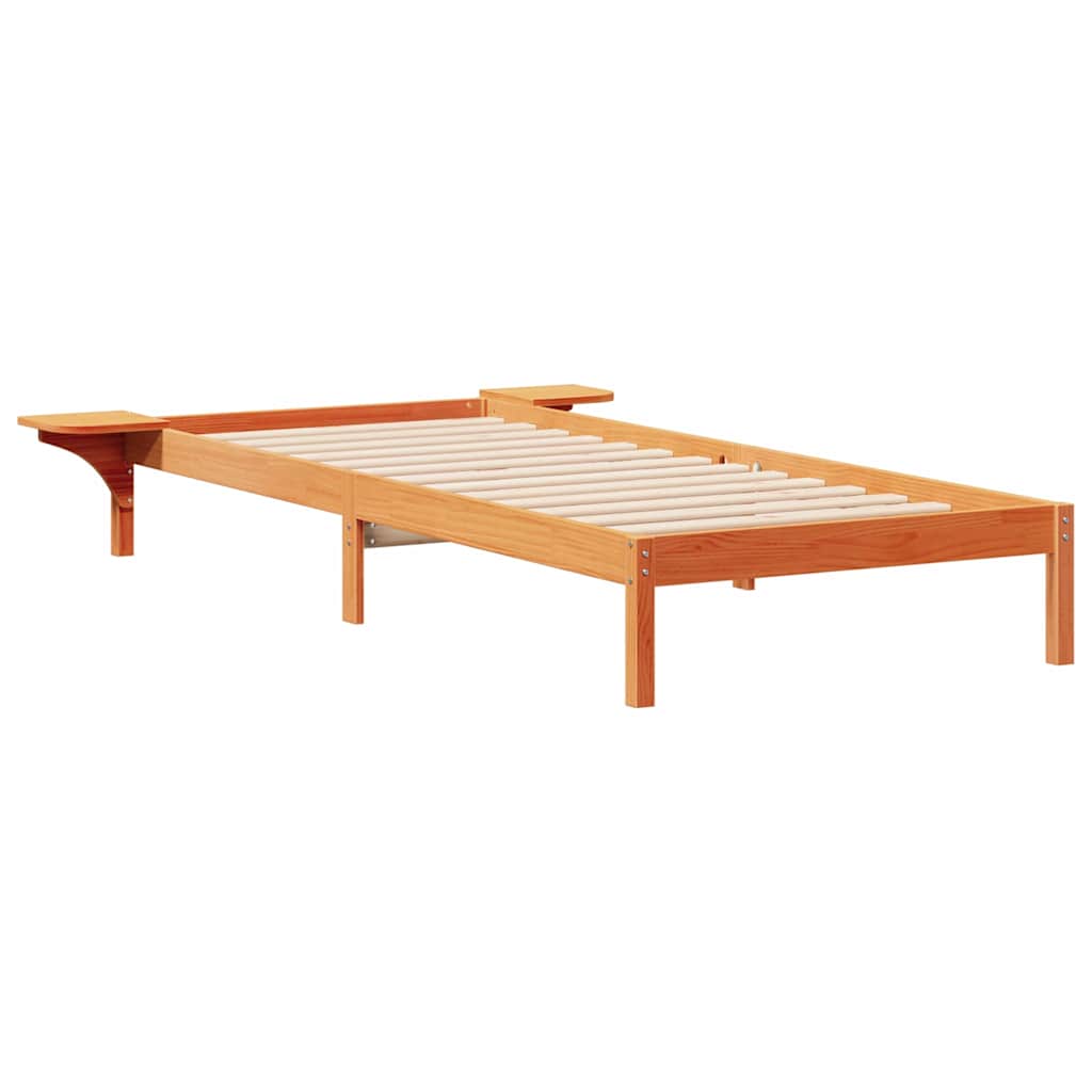 Letto con Tavolini Laterali Marrone cerato 80 x 220 cm