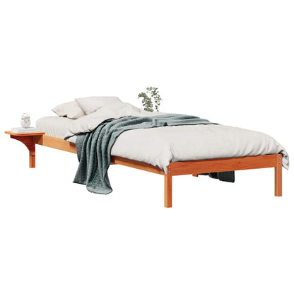 Letto con Tavolini Laterali Marrone cerato 80 x 220 cm
