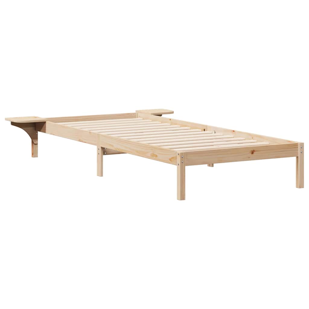 Letto con Tavolini Laterali Naturale 90 x 220 cm Pino massello