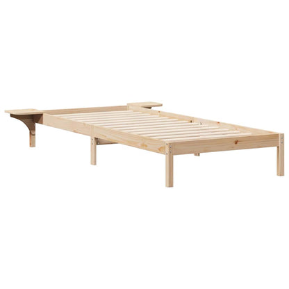 Letto con Tavolini Laterali Naturale 100 x 220 cm Pino massello
