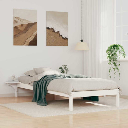 Letto con Tavolini Laterali Bianco 100 x 220 cm Pino massello