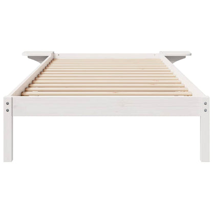 Letto con Tavolini Laterali Bianco 100 x 220 cm Pino massello