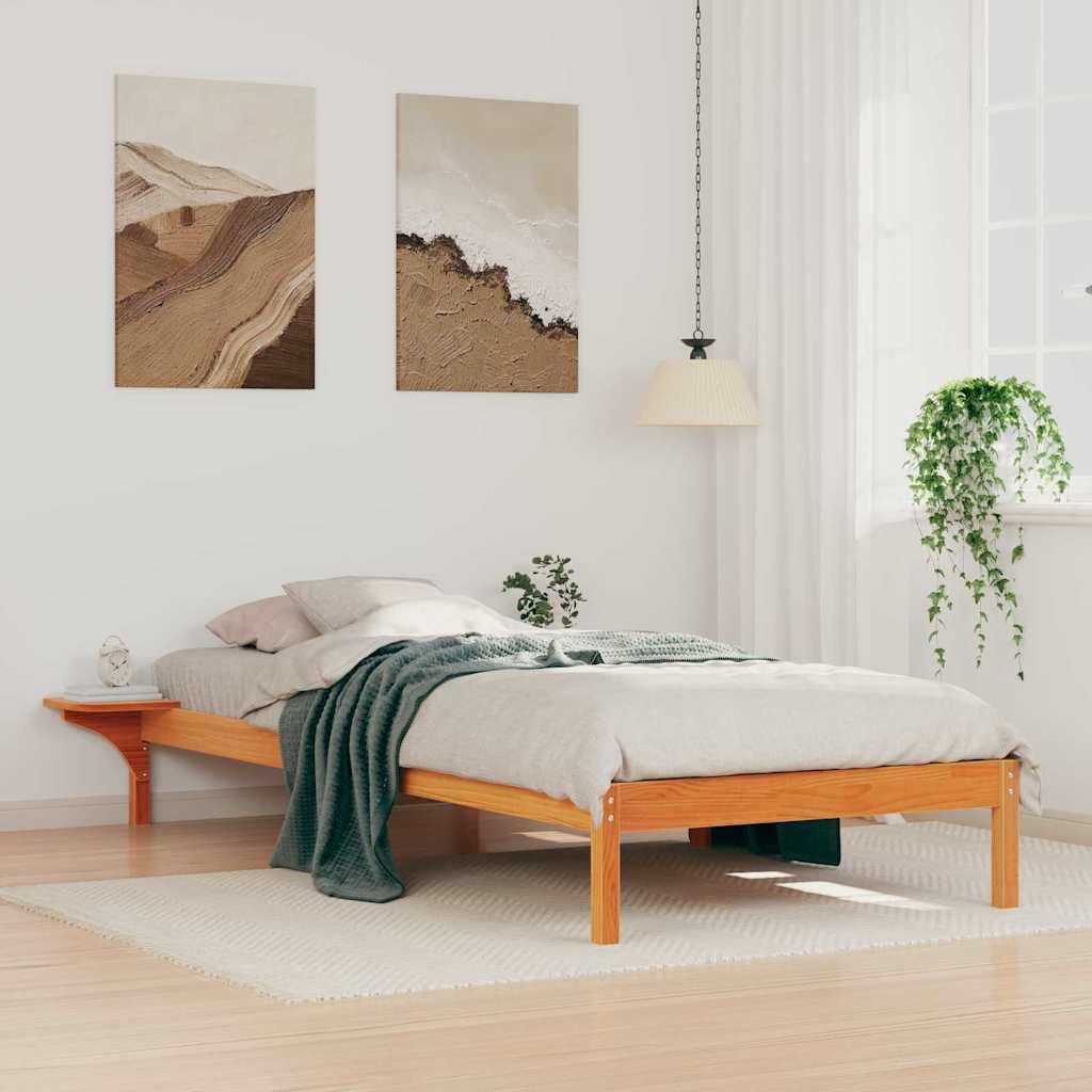 Letto con Tavolini Laterali Marrone cerato 100 x 220 cm