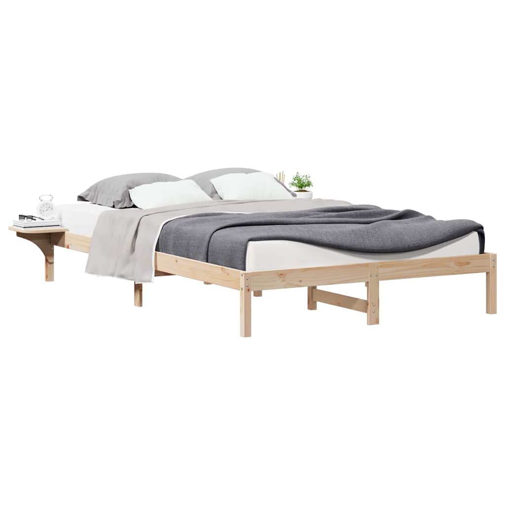 Letto con Tavolini Laterali Naturale 140 x 220 cm Pino massello