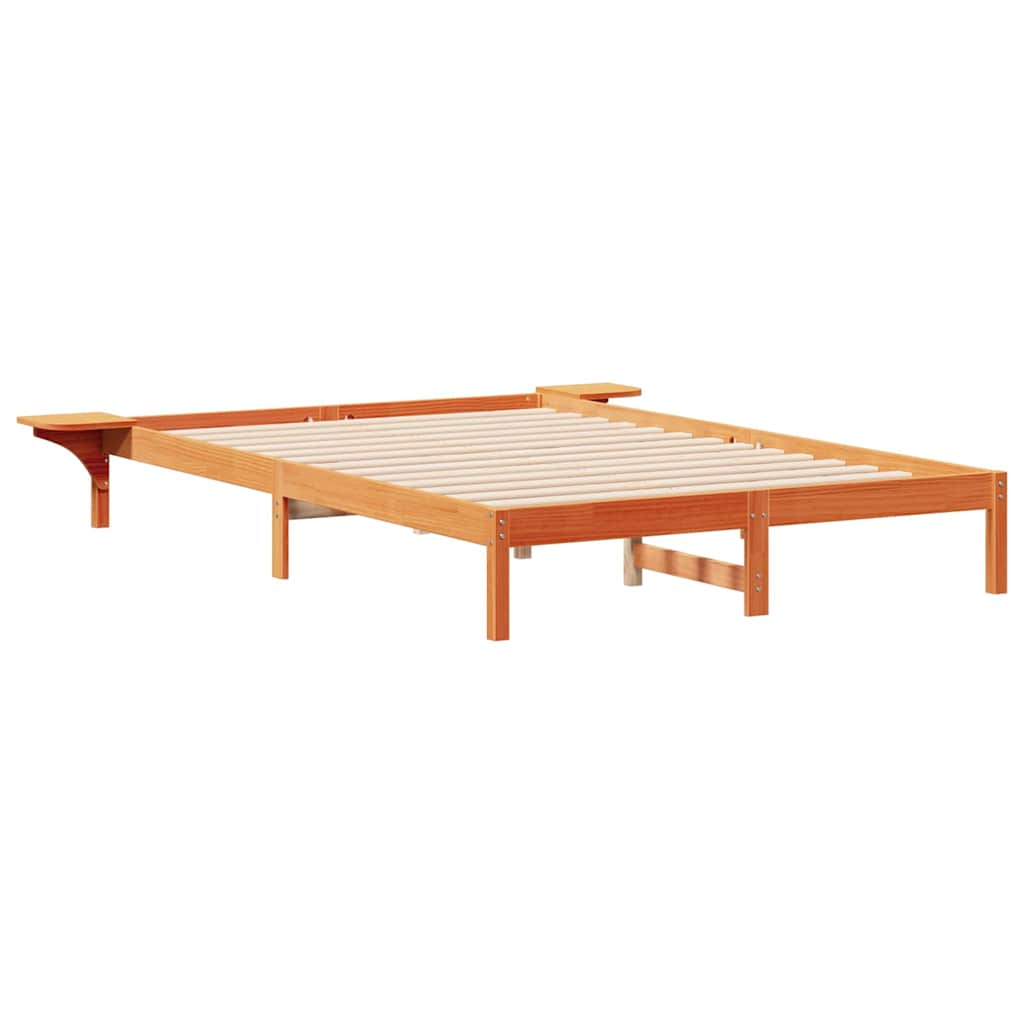 Letto con Tavolini Laterali Marrone cerato 140 x 220 cm