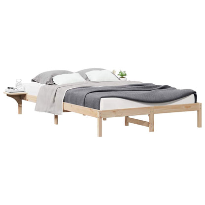 Letto con Tavolini Laterali Naturale 160 x 220 cm Pino massello