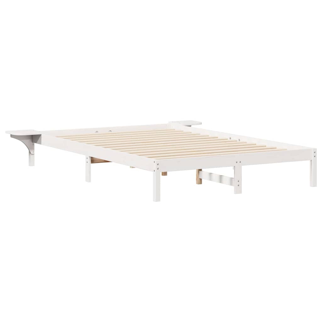Letto con Tavolini Laterali Bianco 160 x 220 cm Pino massello