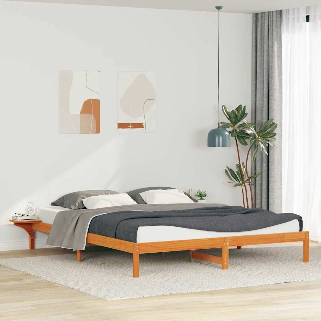 Letto con Tavolini Laterali Marrone cerato 180 x 220 cm