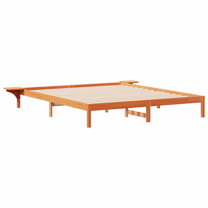 Letto con Tavolini Laterali Marrone cerato 180 x 220 cm