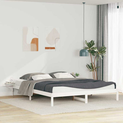 Letto con Tavolini Laterali Bianco 200 x 220 cm Pino massello