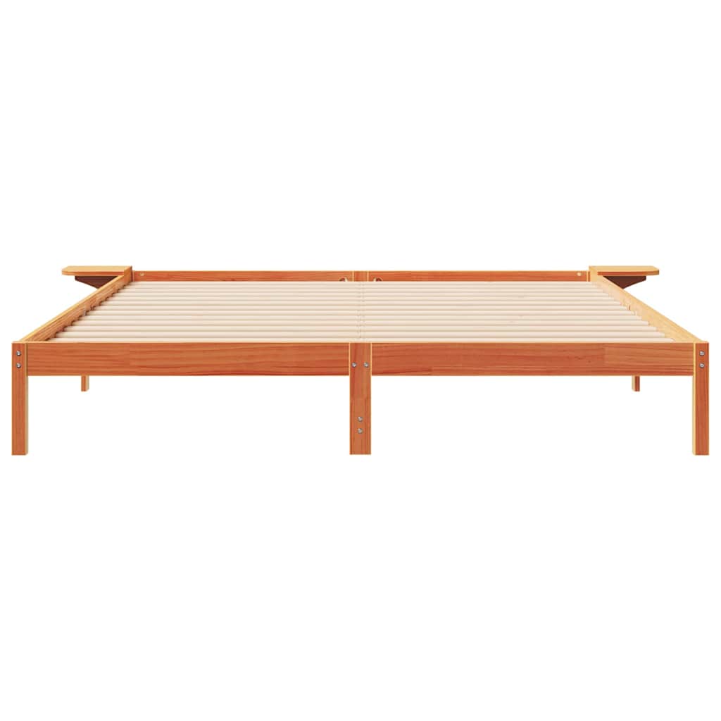 Letto con Tavolini Laterali Marrone cerato 200 x 220 cm