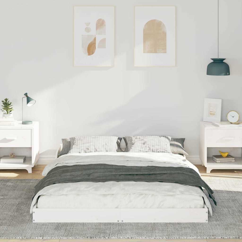 Struttura del letto Bianco 140 x 190 cm Pino massello