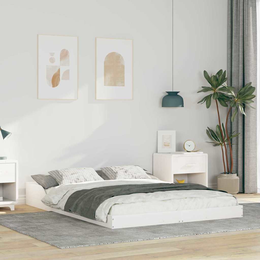 Struttura del letto Bianco 135 x 190 cm Pino massello