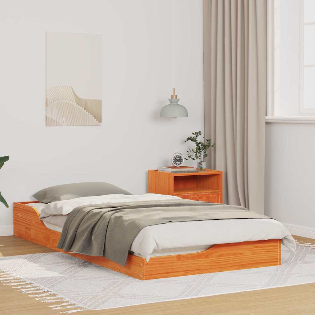 Struttura del letto Marrone cerato 75 x 190 cm Pino massello