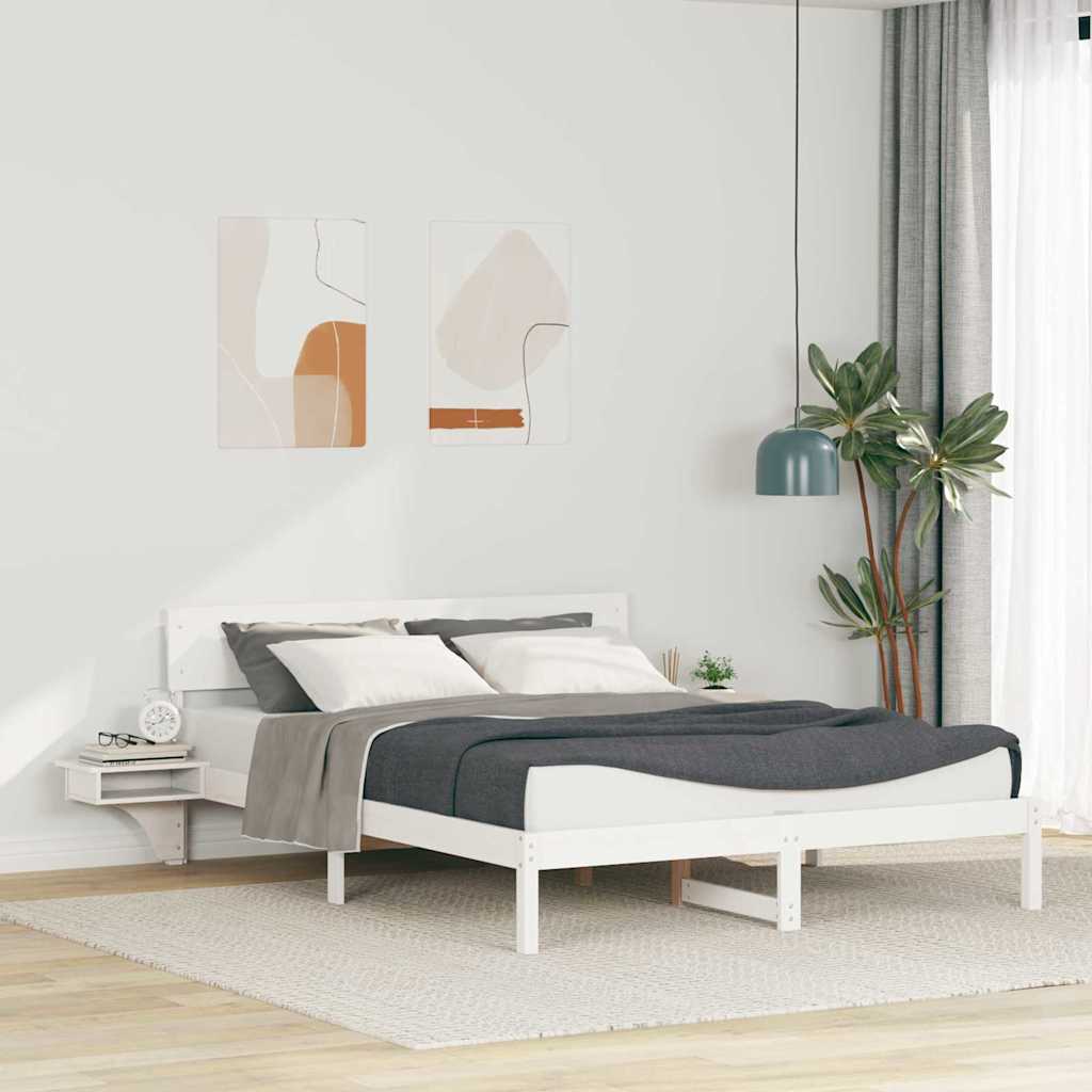 Struttura del letto Bianco 150 x 200 cm Pino massello