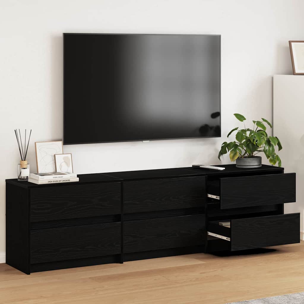 UnitÃ  TV 2 pcs Rovere Nero 180 x 34 x 50 cm Legno multistrato