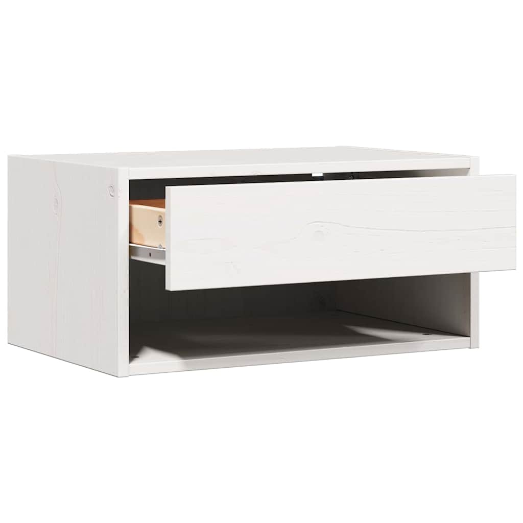 Comodino Bianco 50 x 32,5 x 24 cm Legno di pino massello