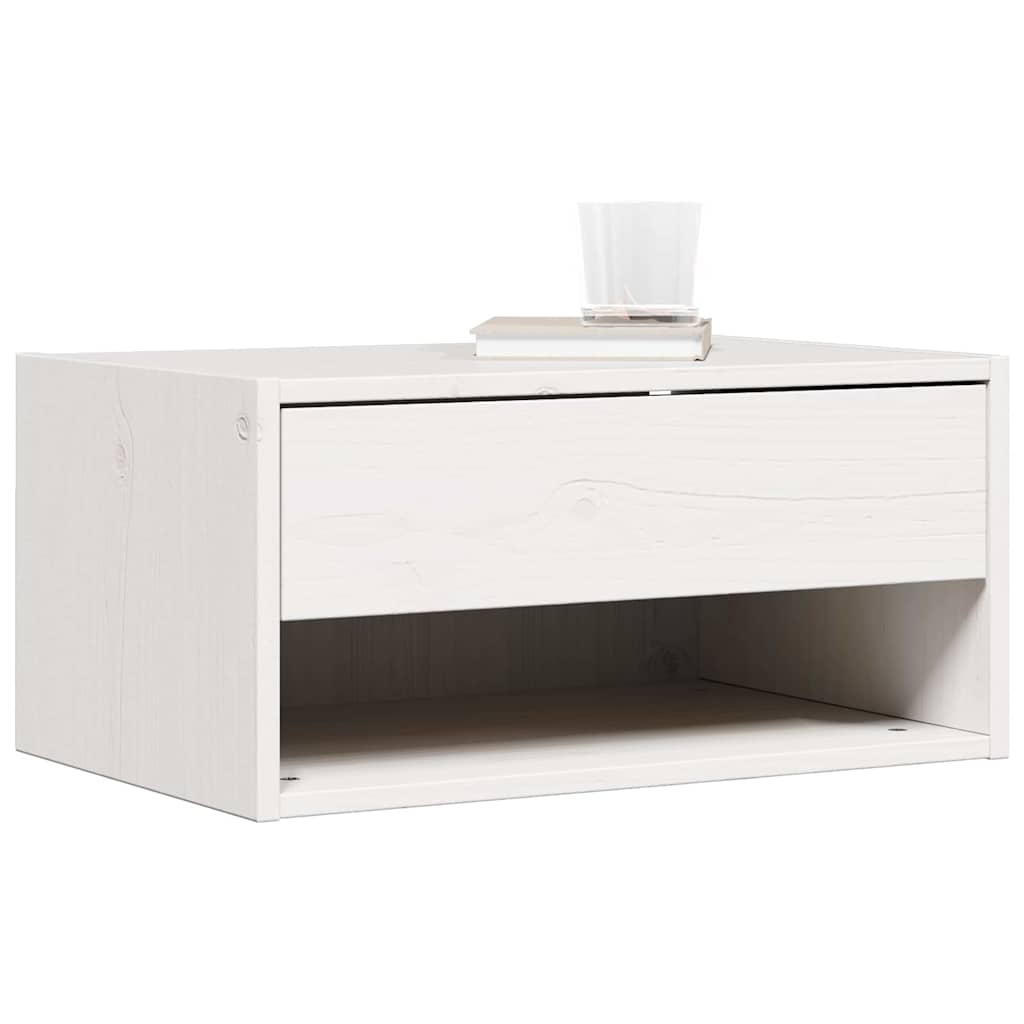 Comodino Bianco 50 x 32,5 x 24 cm Legno di pino massello