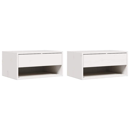Comodino 2 pcs Bianco 50 x 32,5 x 24 cm Legno di pino massello