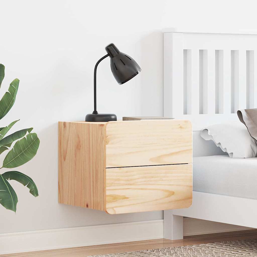 Comodino 2 pcs Naturale 39 x 34 x 33 cm Legno di pino massello
