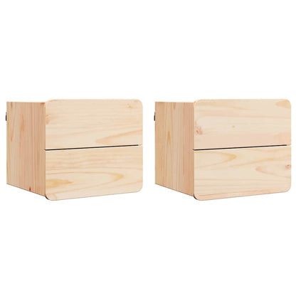 Comodino 2 pcs Naturale 39 x 34 x 33 cm Legno di pino massello