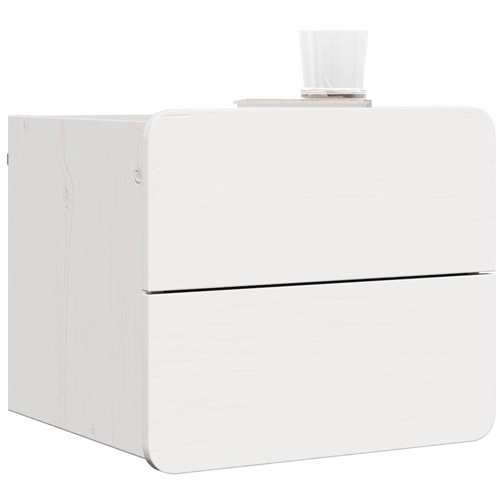 Comodino 2 pcs Bianco 39 x 34 x 33 cm Legno di pino massello