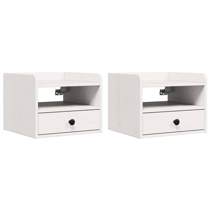 Comodino 2 pcs Bianco 38 x 36 x 29,5 cm Legno di pino massello