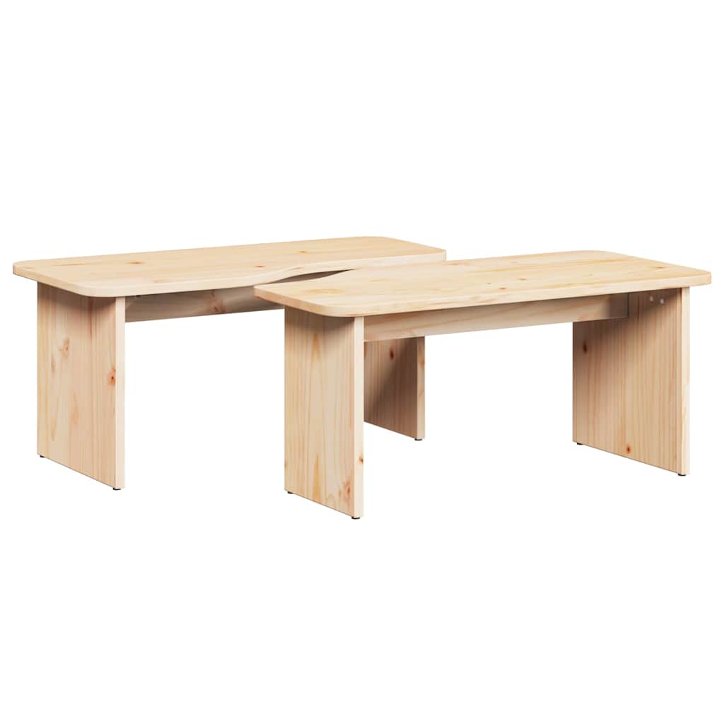 Tavolino da salotto 2 pcs Naturale Legno di pino massello