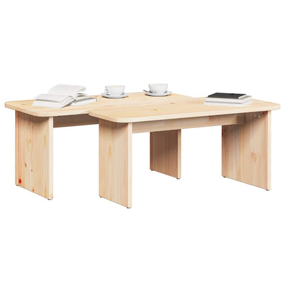 Tavolino da salotto 2 pcs Naturale Legno di pino massello