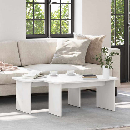 Tavolino da salotto 2 pcs Bianco Legno di pino massello