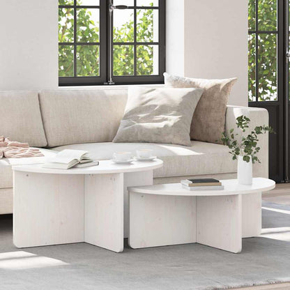 Tavolino da salotto 2 pcs Bianco Legno di pino massello