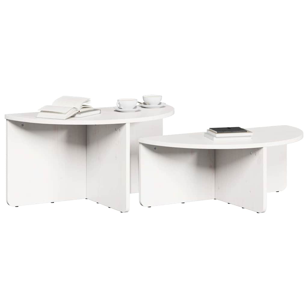 Tavolino da salotto 2 pcs Bianco Legno di pino massello
