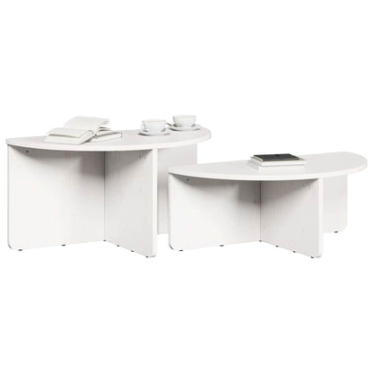 Tavolino da salotto 2 pcs Bianco Legno di pino massello