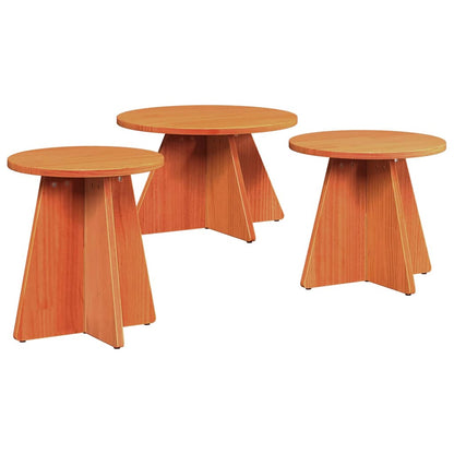 Tavolino da salotto 3 pcs Marrone cerato