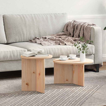 Tavolino da salotto 2 pcs Naturale Legno massello di pino