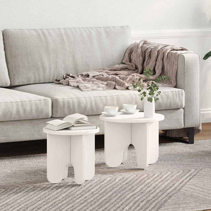 Tavolino da salotto 2 pcs Bianco Legno massello di pino